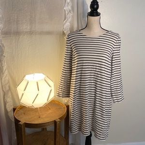 J. Crew Striped Long Sleeve Black and White Dress Size Medium‎